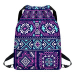 Blue And Pink Aztec Pattern Print Drawstring Backpack