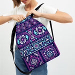 Blue And Pink Aztec Pattern Print Drawstring Backpack