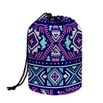 Blue And Pink Aztec Pattern Print Drawstring Makeup Bag