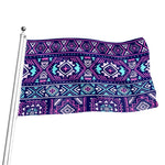 Blue And Pink Aztec Pattern Print Flag