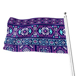Blue And Pink Aztec Pattern Print Flag