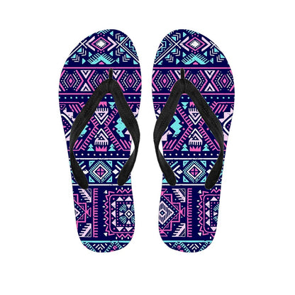Blue And Pink Aztec Pattern Print Flip Flops
