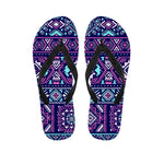 Blue And Pink Aztec Pattern Print Flip Flops