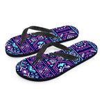 Blue And Pink Aztec Pattern Print Flip Flops