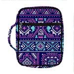Blue And Pink Aztec Pattern Print Front Pocket Bible Bag
