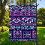 Blue And Pink Aztec Pattern Print Garden Flag