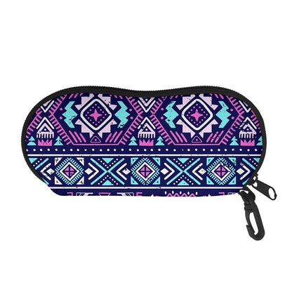 Blue And Pink Aztec Pattern Print Glasses Case