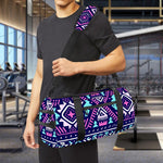 Blue And Pink Aztec Pattern Print Gym Bag