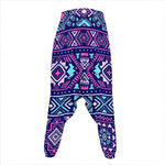 Blue And Pink Aztec Pattern Print Hammer Pants