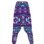 Blue And Pink Aztec Pattern Print Hammer Pants