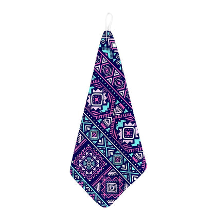 Blue And Pink Aztec Pattern Print Hand Towel