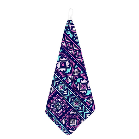 Blue And Pink Aztec Pattern Print Hand Towel