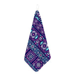 Blue And Pink Aztec Pattern Print Hand Towel