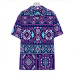 Blue And Pink Aztec Pattern Print Hawaiian Shirt