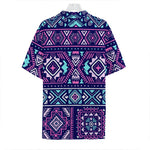 Blue And Pink Aztec Pattern Print Hawaiian Shirt