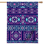 Blue And Pink Aztec Pattern Print House Flag