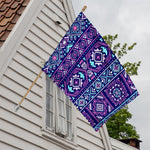 Blue And Pink Aztec Pattern Print House Flag