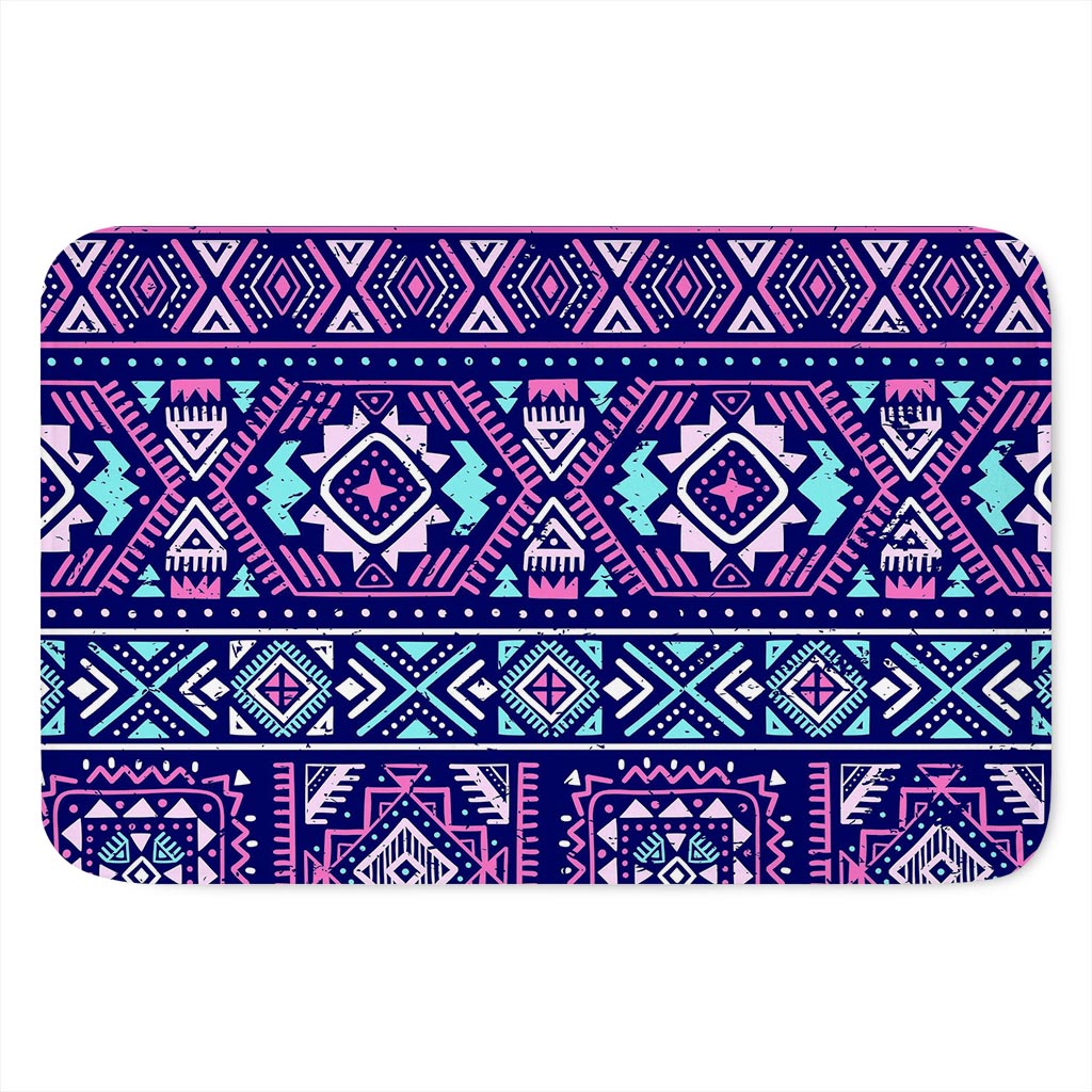 Blue And Pink Aztec Pattern Print Indoor Door Mat