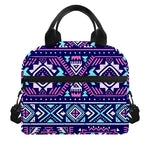 Blue And Pink Aztec Pattern Print Insulated Lunch Bag