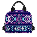 Blue And Pink Aztec Pattern Print Insulated Lunch Bag
