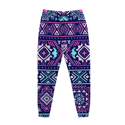 Blue And Pink Aztec Pattern Print Jogger Pants