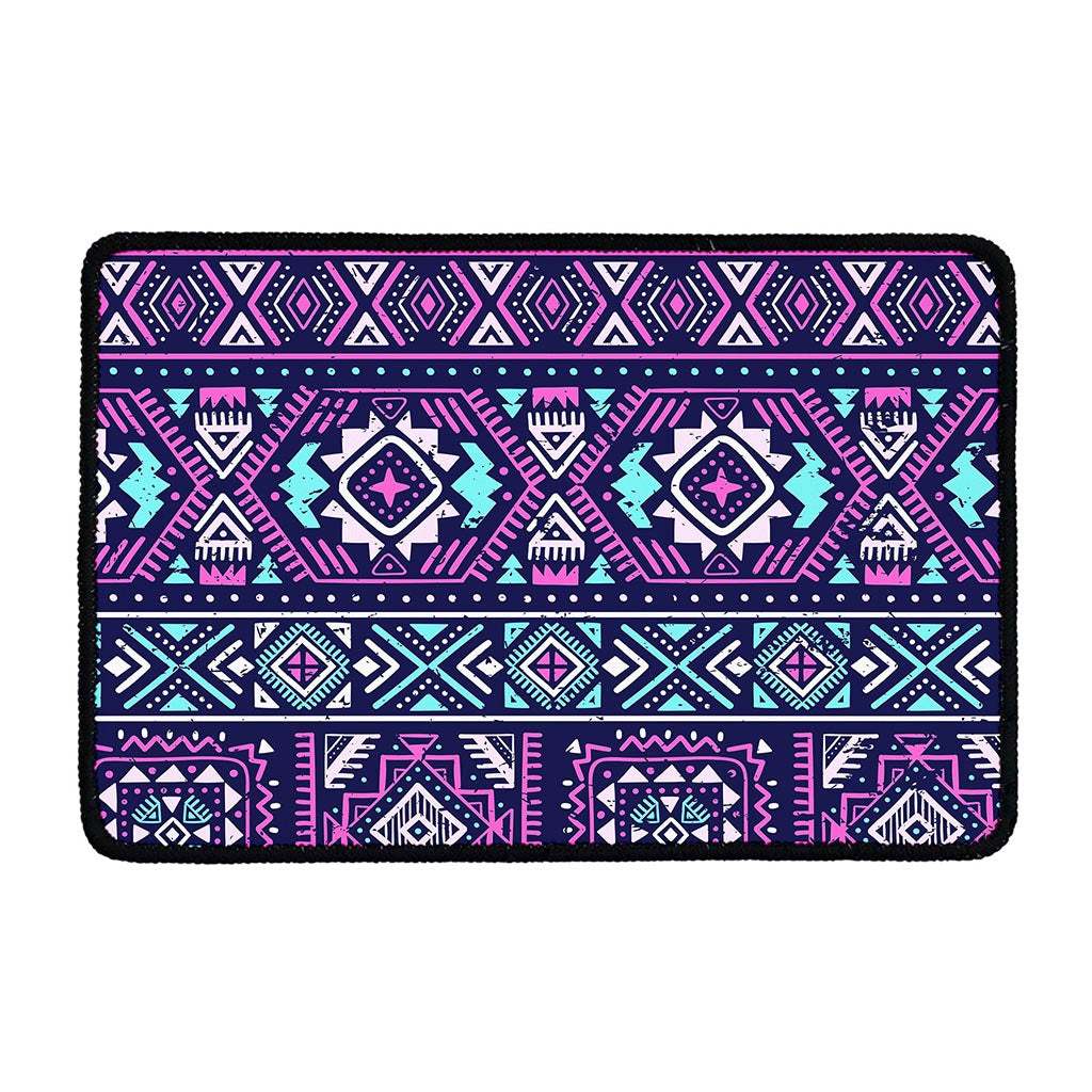 Blue And Pink Aztec Pattern Print Kitchen Mat