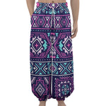 Blue And Pink Aztec Pattern Print Lantern Pants