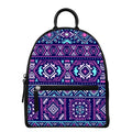 Blue And Pink Aztec Pattern Print Leather Backpack