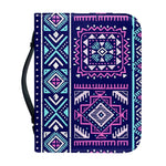Blue And Pink Aztec Pattern Print Leather Bible Cover