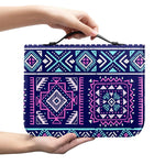 Blue And Pink Aztec Pattern Print Leather Bible Cover