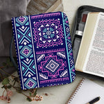 Blue And Pink Aztec Pattern Print Leather Bible Cover