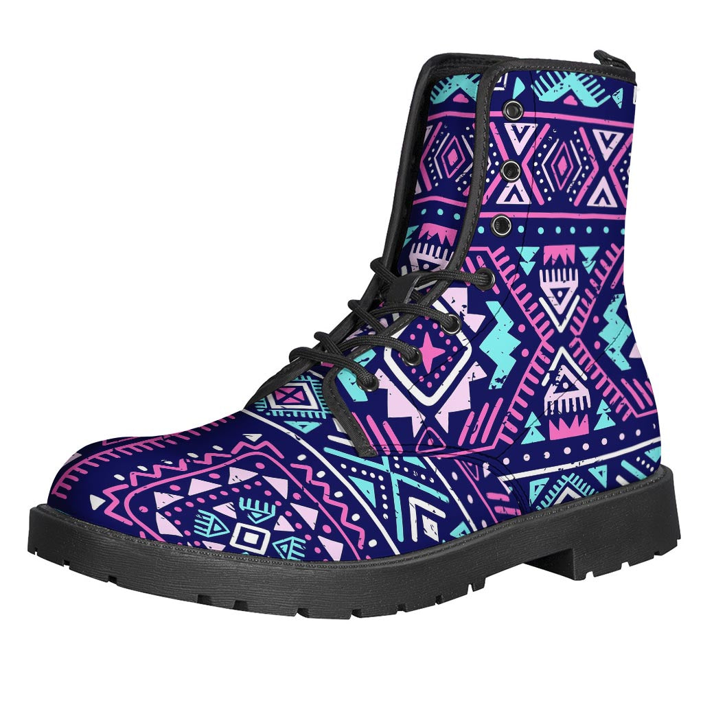 Blue And Pink Aztec Pattern Print Backpack
