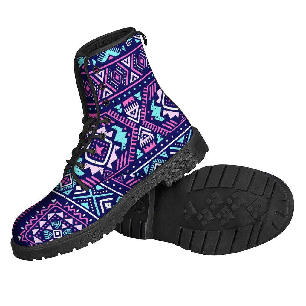 Blue And Pink Aztec Pattern Print Backpack