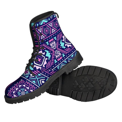 Blue And Pink Aztec Pattern Print Backpack