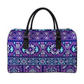Blue And Pink Aztec Pattern Print Leather Duffel Bag