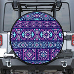 Blue And Pink Aztec Pattern Print Leather Spare Tire Cover