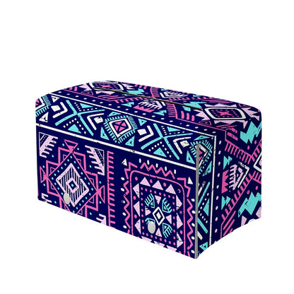 Blue And Pink Aztec Pattern Print Leather Tissue Box Cover