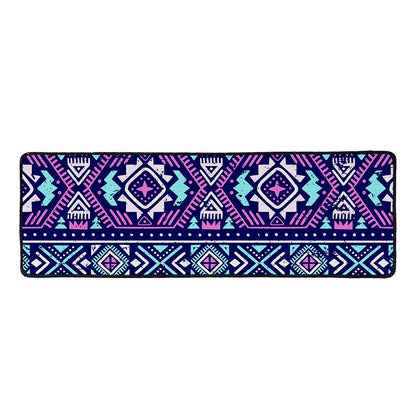 Blue And Pink Aztec Pattern Print Long Kitchen Mat