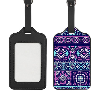 Blue And Pink Aztec Pattern Print Luggage Tag