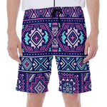 Blue And Pink Aztec Pattern Print Men's Beach Shorts