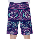 Blue And Pink Aztec Pattern Print Men's Beach Shorts