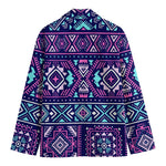 Blue And Pink Aztec Pattern Print Men's Blazer