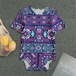 Blue And Pink Aztec Pattern Print Men's Bodysuit