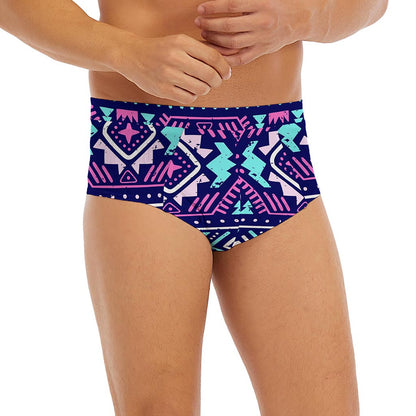 Blue And Pink Aztec Pattern Print Men's Briefs
