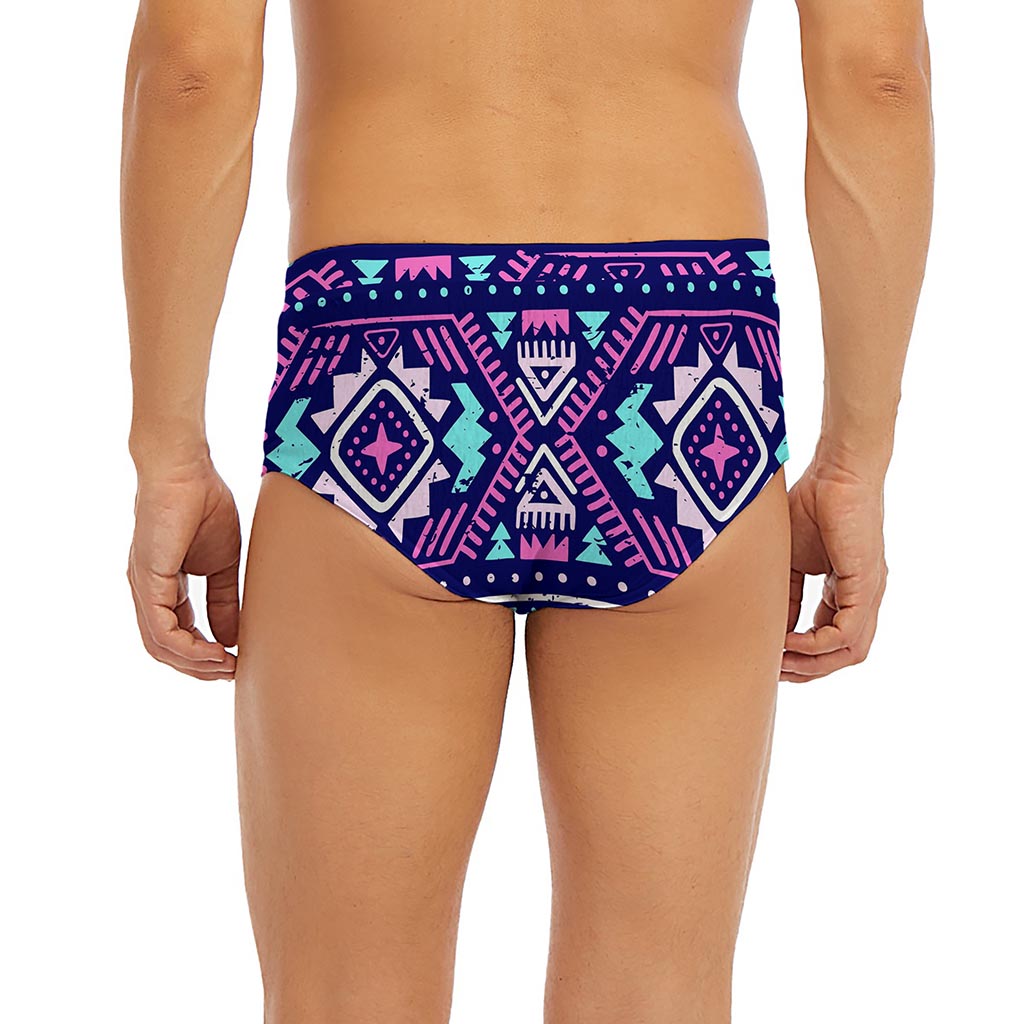 Blue And Pink Aztec Pattern Print Men's Briefs