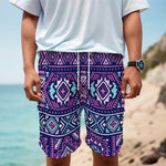 Blue And Pink Aztec Pattern Print Men's Cargo Shorts