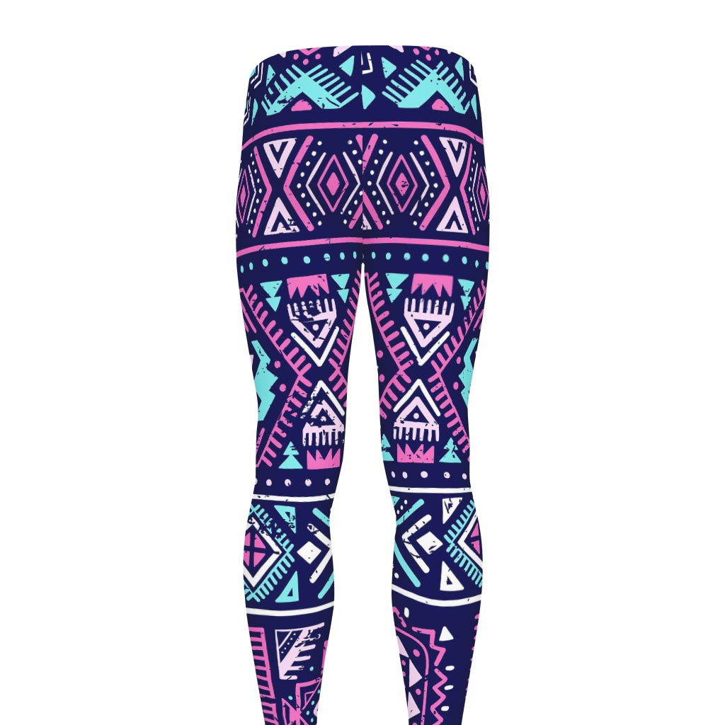Blue And Pink Aztec Pattern Print Men's leggings