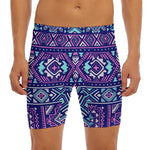 Blue And Pink Aztec Pattern Print Men's Long Boxer Briefs