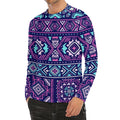 Blue And Pink Aztec Pattern Print Men's Long Sleeve Rash Guard