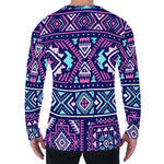 Blue And Pink Aztec Pattern Print Men's Long Sleeve T-Shirt